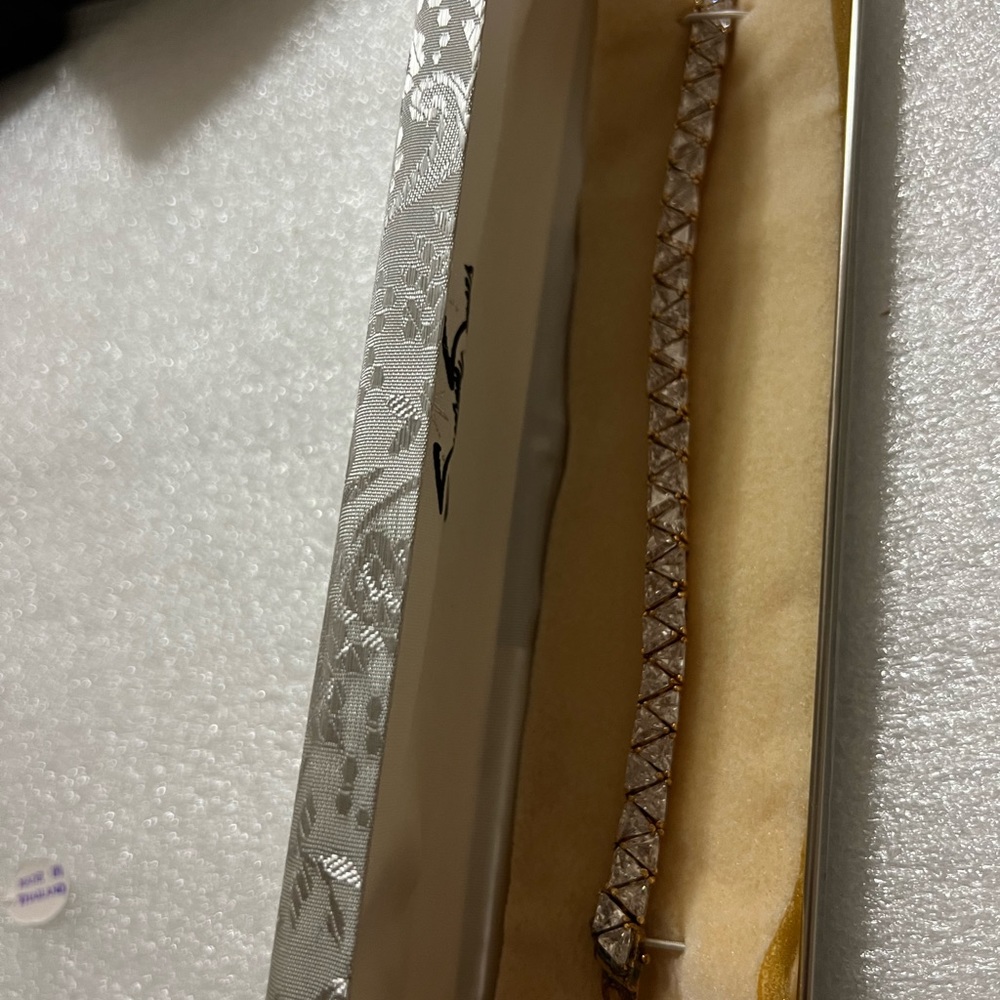 Suzanne Somers gold over stirring Silver 925 stamped CZ tennis bracelet NIB - Picture 14 of 16